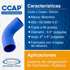 052 / Codo Silicón / Cople 90 Grados / 6 X 6  Diámetro 3.5 Azul