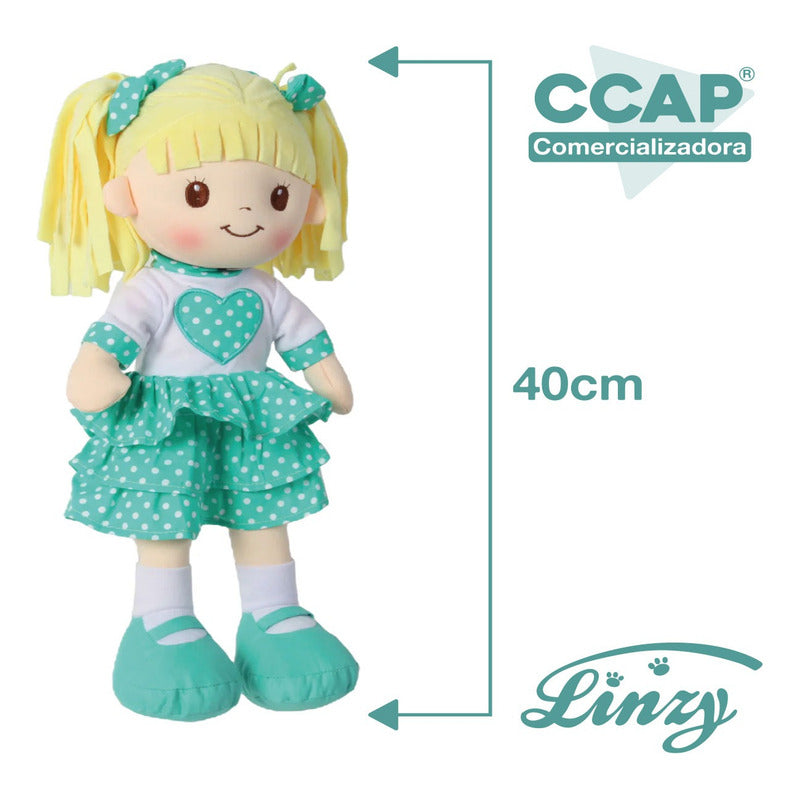 Muñeca De Trapo Y Tela / Sophia Turquoise / Linzytoys
