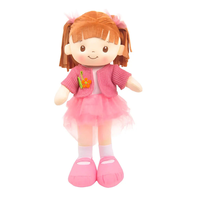 Muñeca De Trapo Y Tela Lorena Color Rosa Falda De Tul