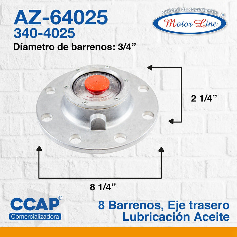 007 / Tapa Maza Trasera / Aceite / 8 Barrenos / 8.25 In.