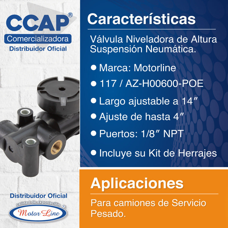 117 / Valvula Niveladora De Altura Cabina Negro