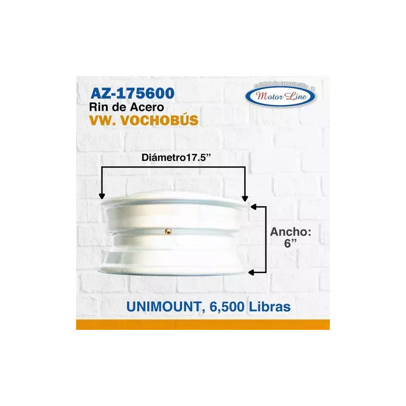 Rin Motorline Acero Unimount 17.5  X 6  Para Vw Blanco