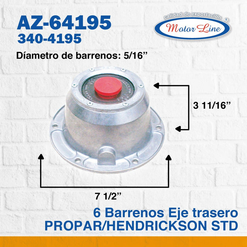 013 / Tapa Maza Hendrickson / Aceite / 6 Barrenos / 7.5 In.
