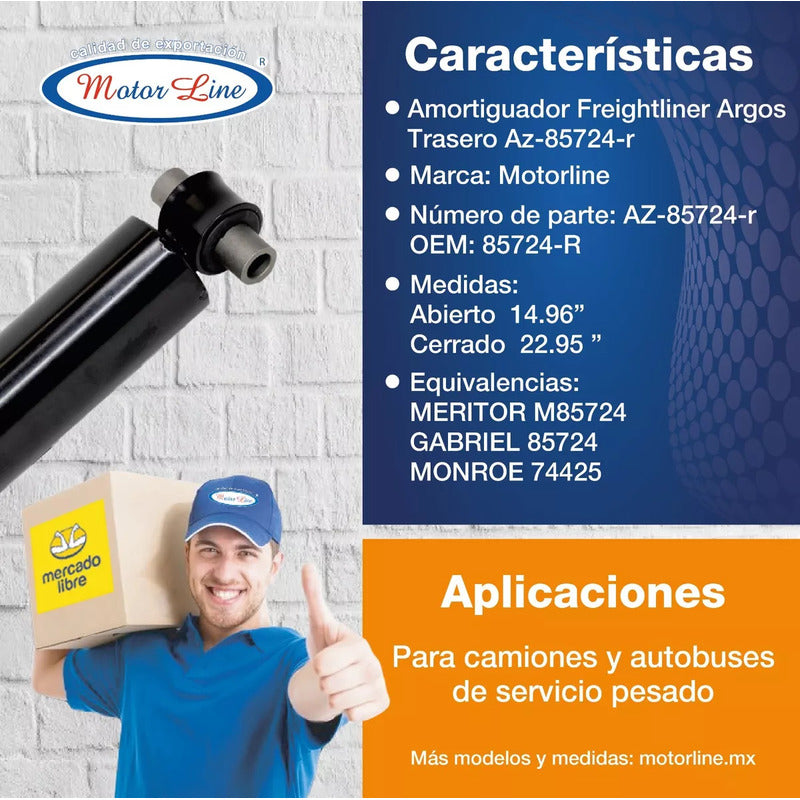 080 / Amortiguador Trasero / Freightliner Argosy Az-85724-r