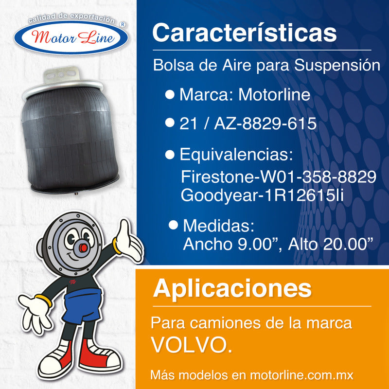 021 / Bolsa De Aire Para Suspensión / Volvo / Az-8829-615