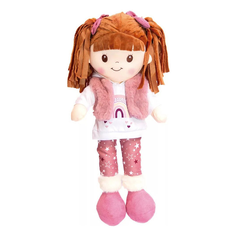 Muñeca De Trapo Y Tela Shea 40cm Rosa Coleccionable Linzy Toys