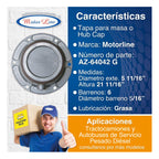 009 / Tapa Maza / Hub Cap / Grasa / 6 Barrenos / 5 5/16.