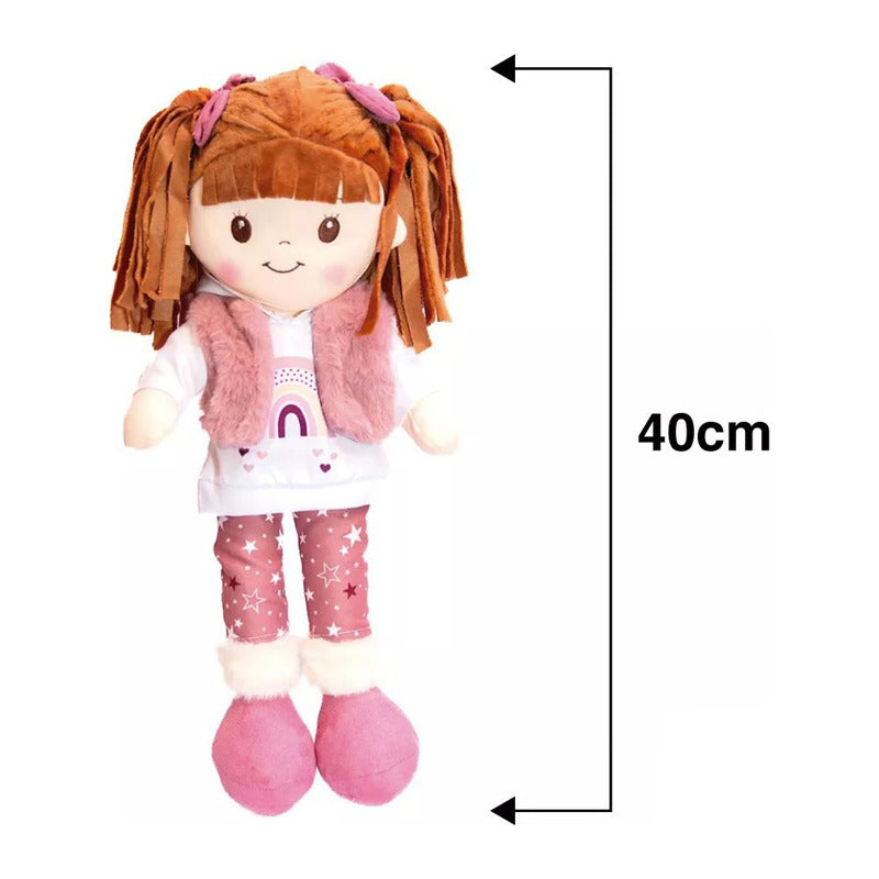 Muñeca De Trapo Y Tela Shea 40cm Rosa Coleccionable Linzy Toys