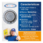 014 / 4 Tapas Maza / Hub Cap / 6 Barre / Grasa / Diám. 7.5