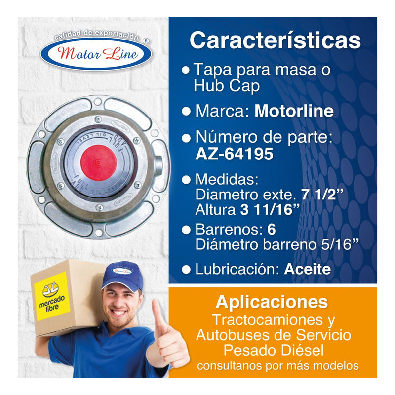 013 / Tapa Maza Hendrickson / Aceite / 6 Barrenos / 7.5 In.