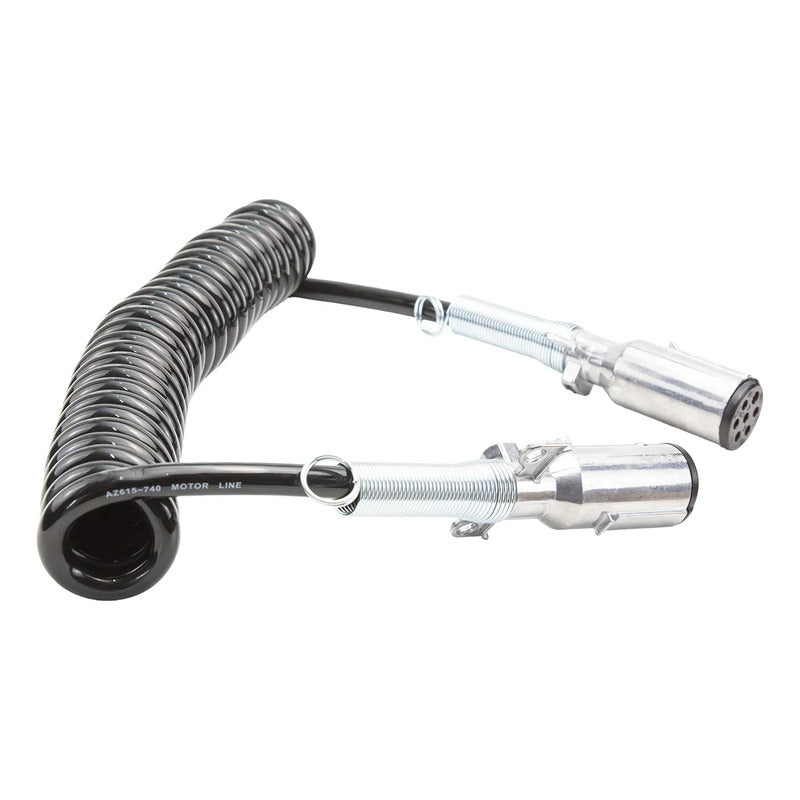 002 / Cable Negro En Espiral Con Conectores De 7 Hilos