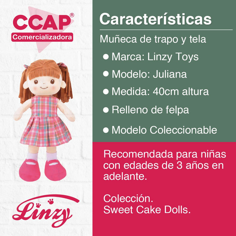 Muñeca De Trapo Y Tela / Juliana / Linzytoys