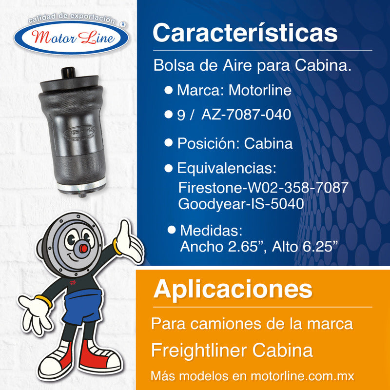 009 / Bolsa De Aire Para Cabina / Freightliner / Az-7087-040
