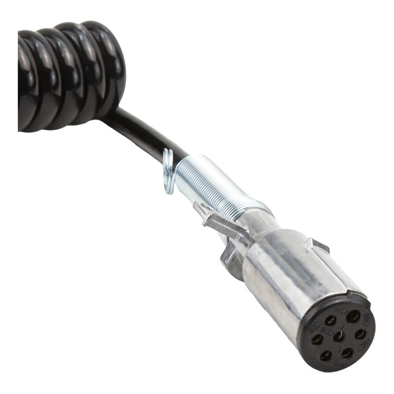 002 / Cable Negro En Espiral Con Conectores De 7 Hilos