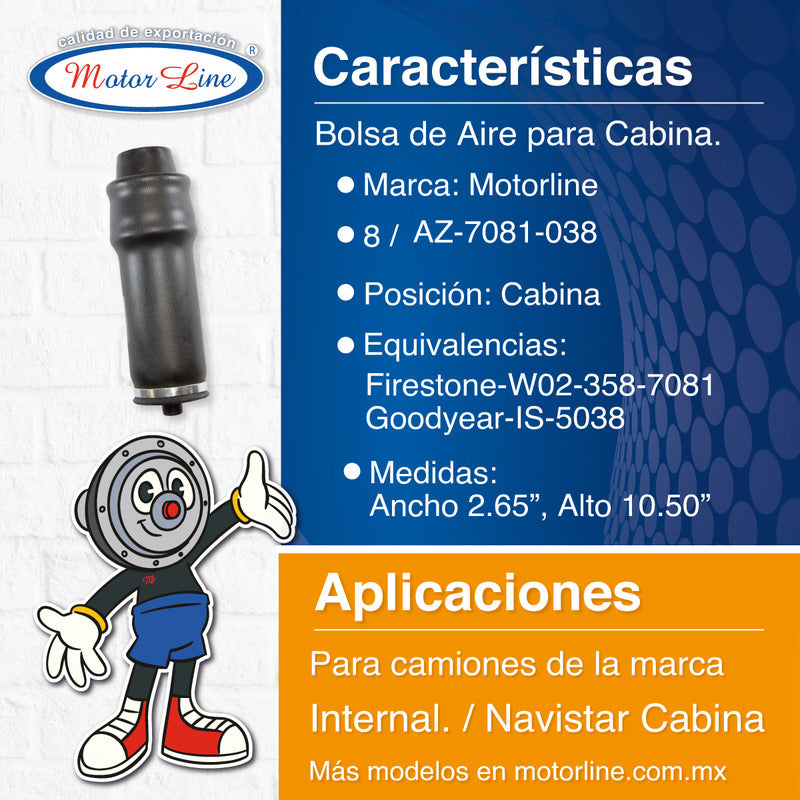008 / Bolsa De Aire Para Cabina / Navistar / Az-7081-038.