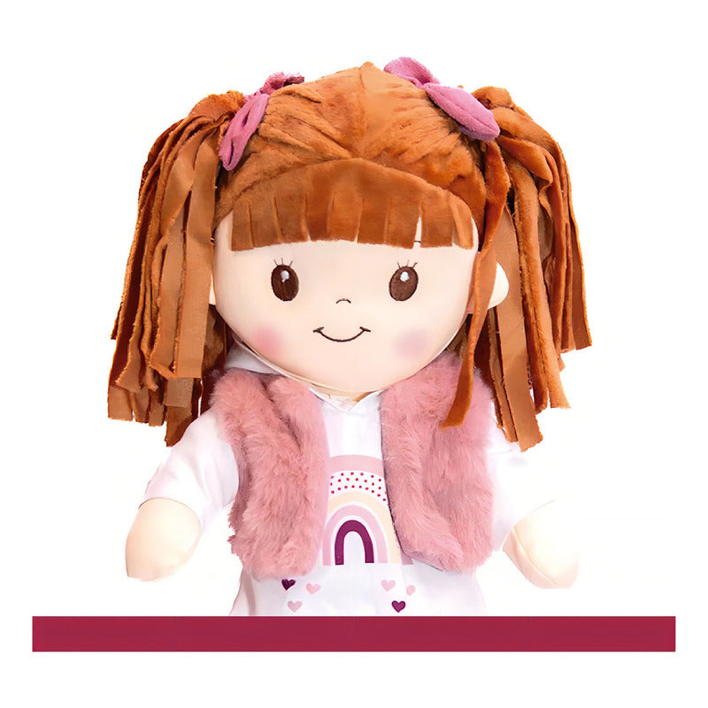 Muñeca De Trapo Y Tela Shea 40cm Rosa Coleccionable Linzy Toys