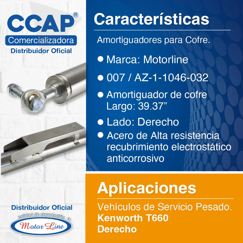 Amortiguador Para Cofre / Largo 39.37 / Kenworth / T660