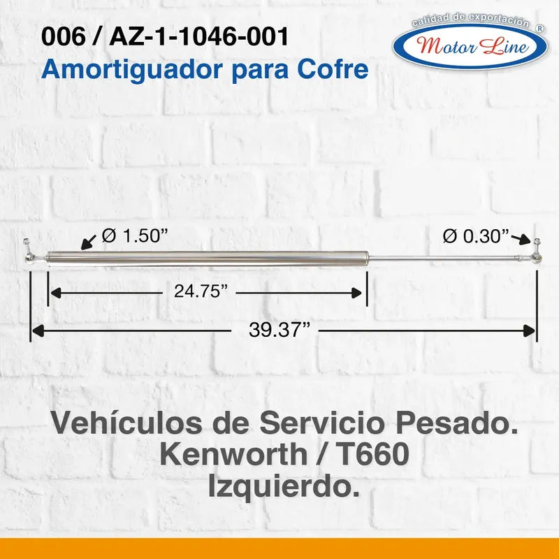 Amortiguador Para Cofre / Largo 39.37 / Kenworth / T660