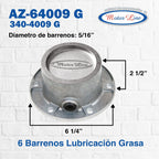 002 / Tapa Maza / Grasa / 6 Barrenos / 6.25 In. 64009
