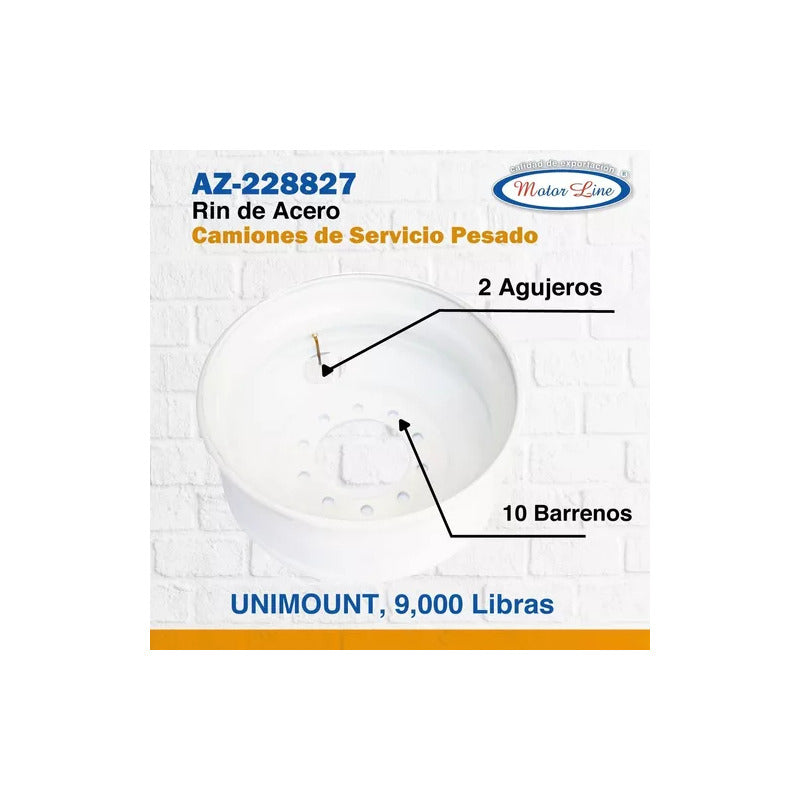 005 / Rin Acero Unimount/ 24.50 X 8.25 In/ 9000 Lb Az-228827 Blanco