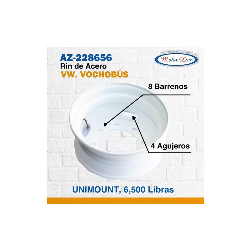 002 / Rin Acero Unimount / 17.50 X 6.75 / 6500 Lb. Blanco