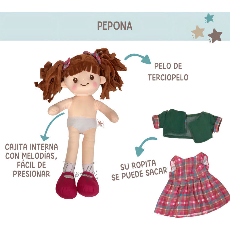 Muñeca De Trapo Y Tela Juliana Linzy Toys Con Chaleco Removible 40cm