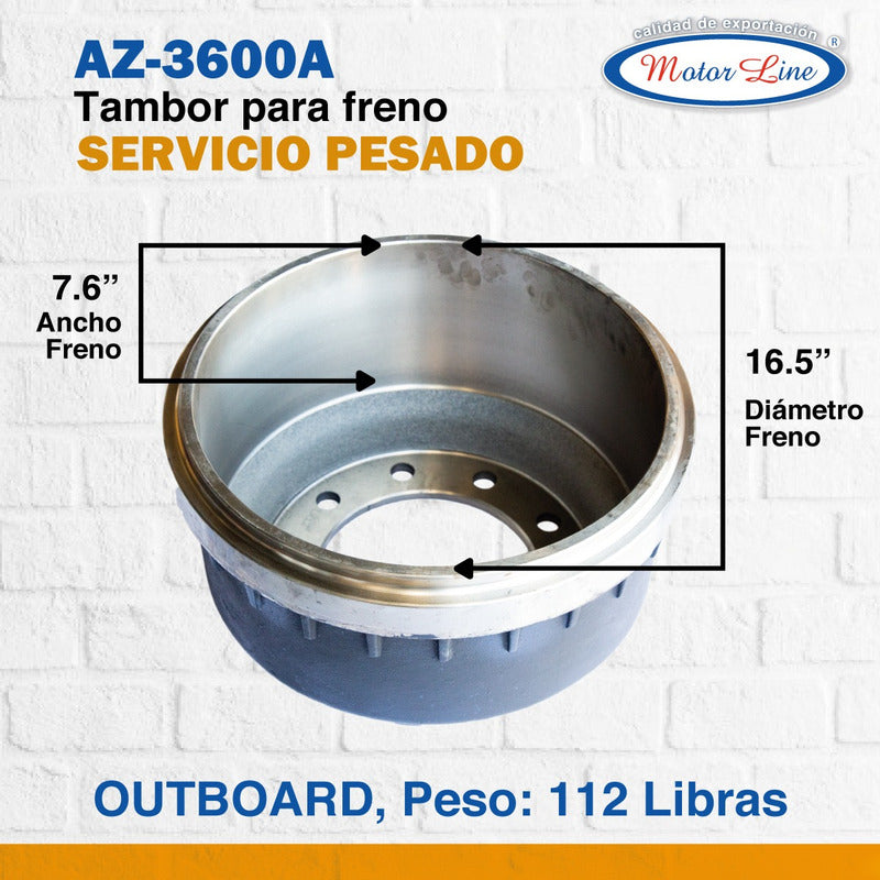 001 / Tambor / 18.88 X 7.60 / 10 Barrenos / Gunite 3600 A