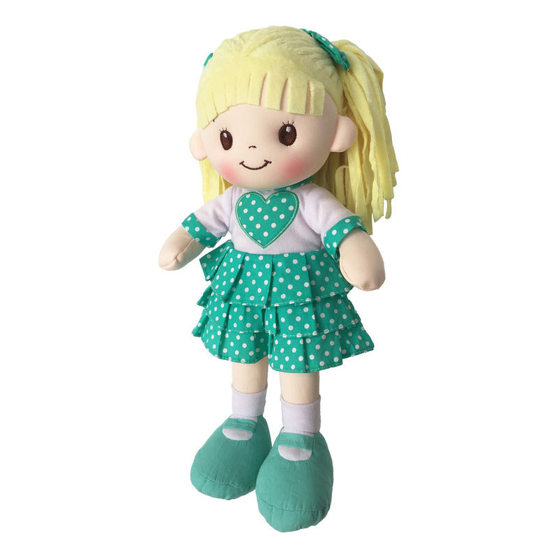 Muñeca De Trapo Linzy Toys Sophia Verde 40cm Coleccionable Lavable