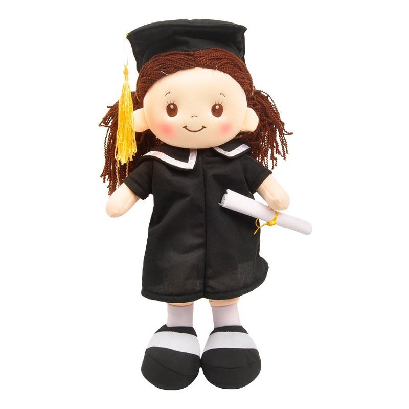 Muñeca Tela Linzy Toys Leea Graduación 40 Cm Con Diploma