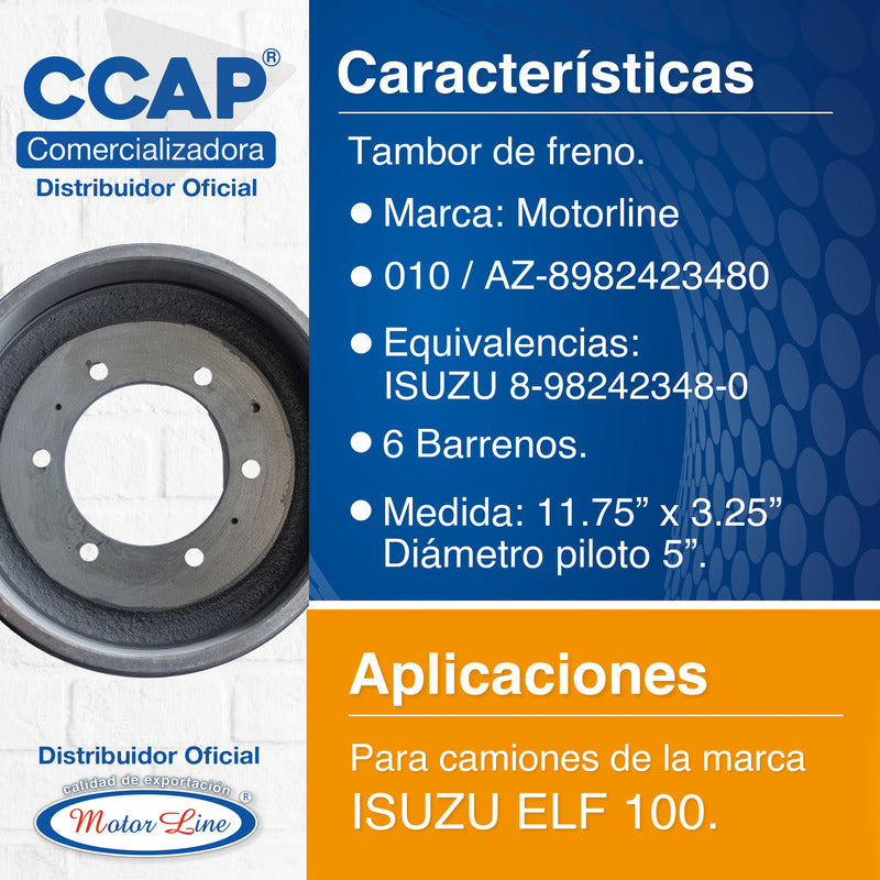 010 / Tambor / 11.75 X 3.25 / Delantero / Isuzu / Elf 100