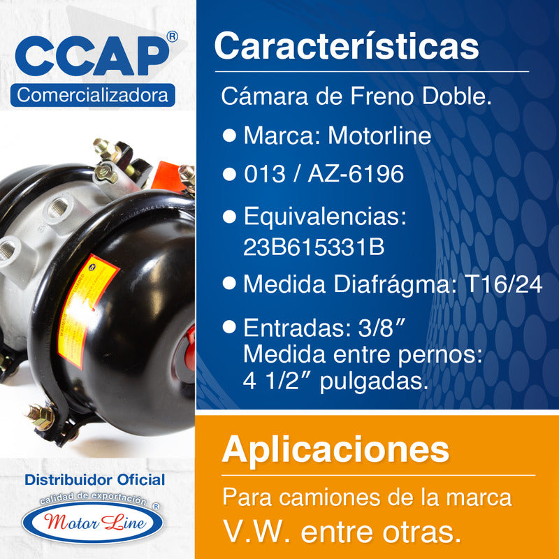 013 / 2 Rotochambers T16/24 / Cámara De Freno Doble / Vw