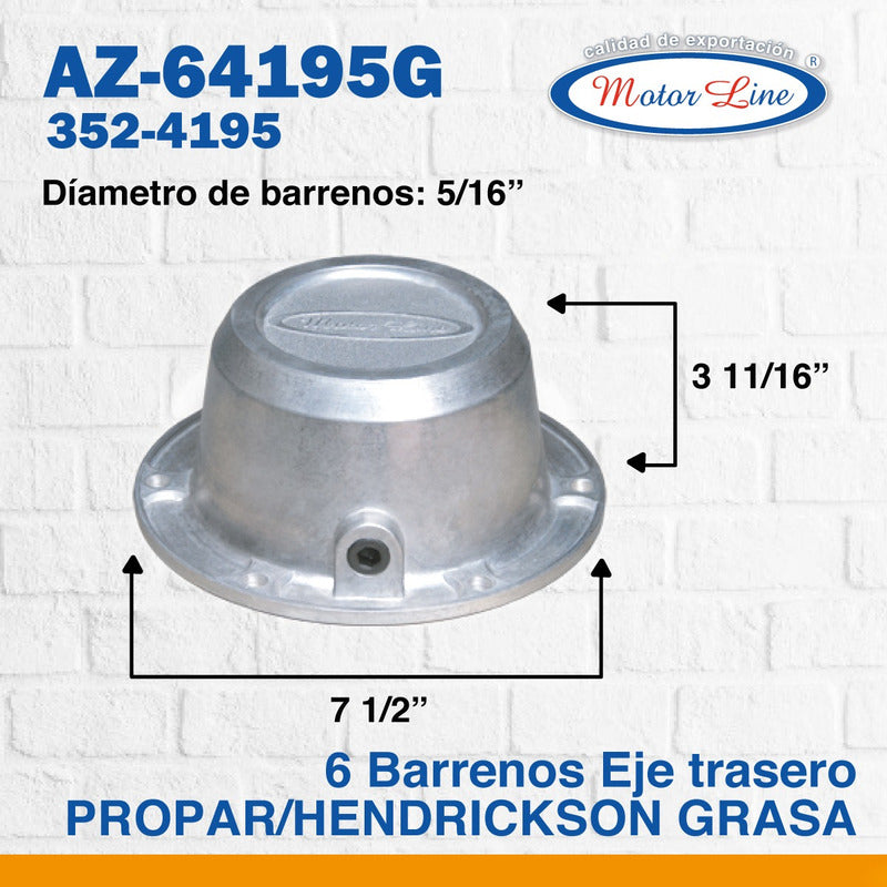 014 / 4 Tapas Maza / Hub Cap / 6 Barre / Grasa / Diám. 7.5