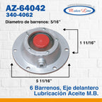 008 / Tapa Maza / Hub Cap / Aceite / 6 Barrenos / 5 5/16.