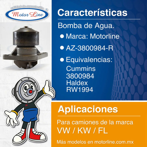 004 / Bomba De Agua / Vw / Kenworth / Freightliner / Ford