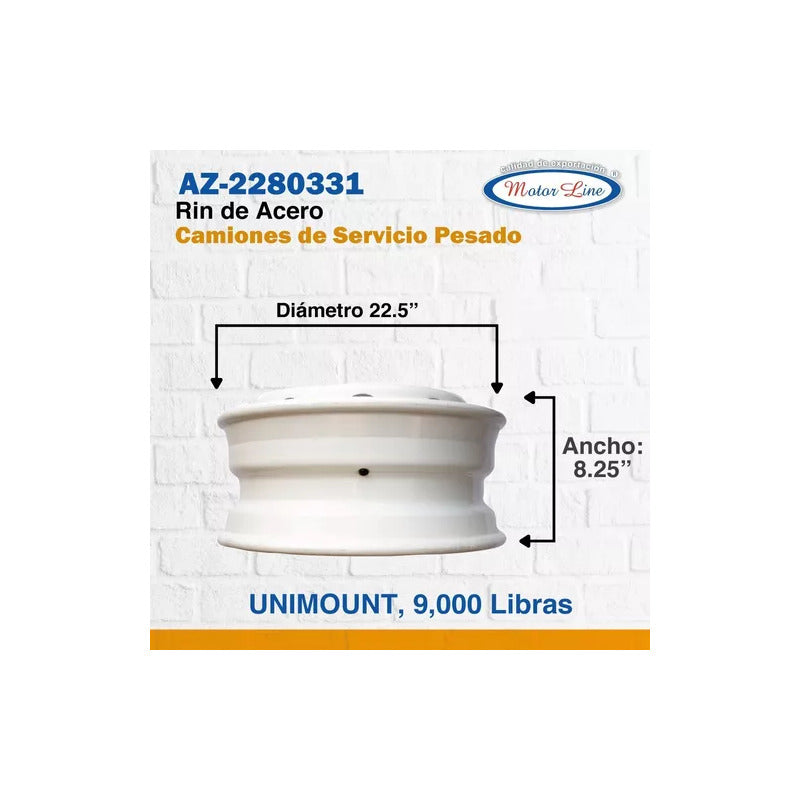 008 / Rin Unimount / 22.50 X 8.25 / 9,000 Lb / Hino / Euro Blanco