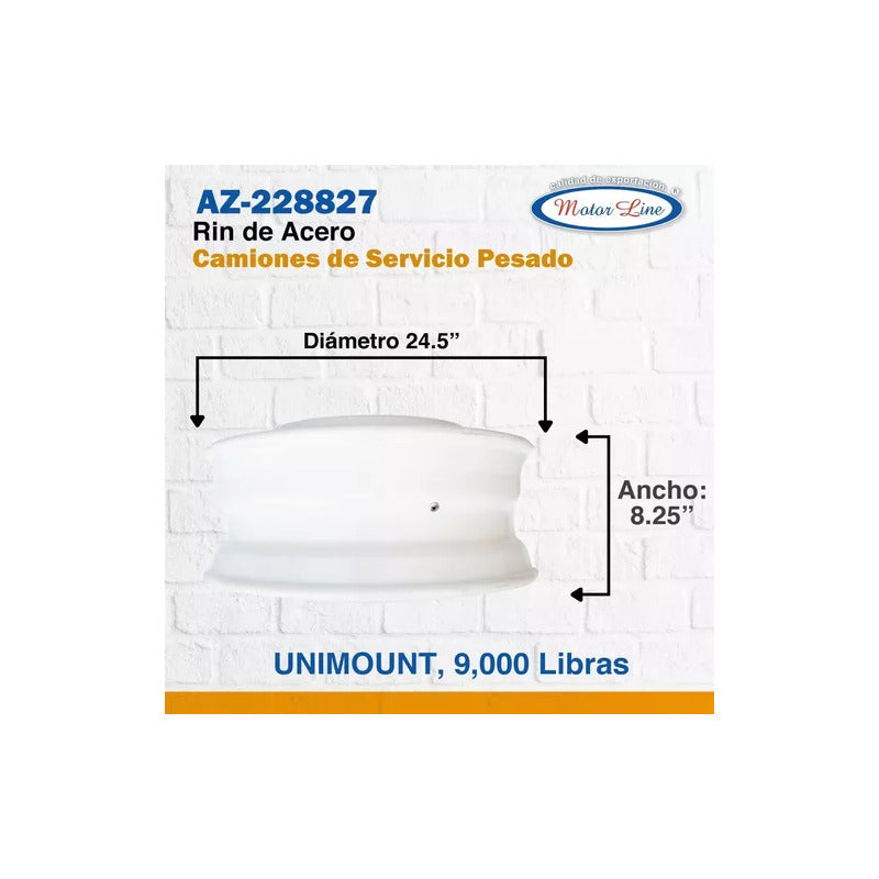 005 / Rin Acero Unimount/ 24.50 X 8.25 In/ 9000 Lb Az-228827 Blanco