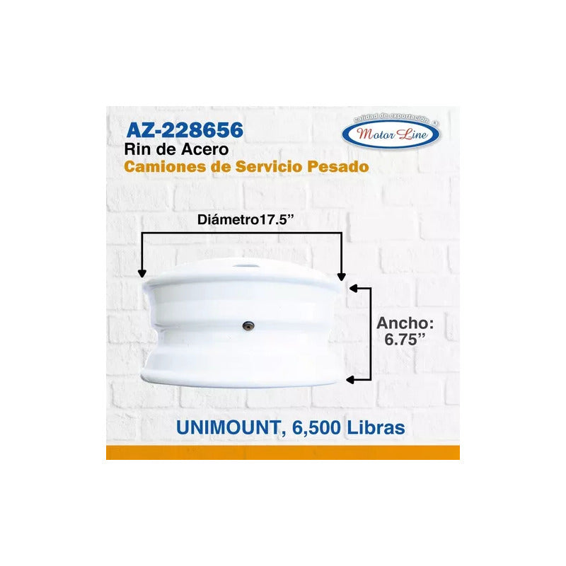 002 / Rin Acero Unimount / 17.50 X 6.75 / 6500 Lb. Blanco